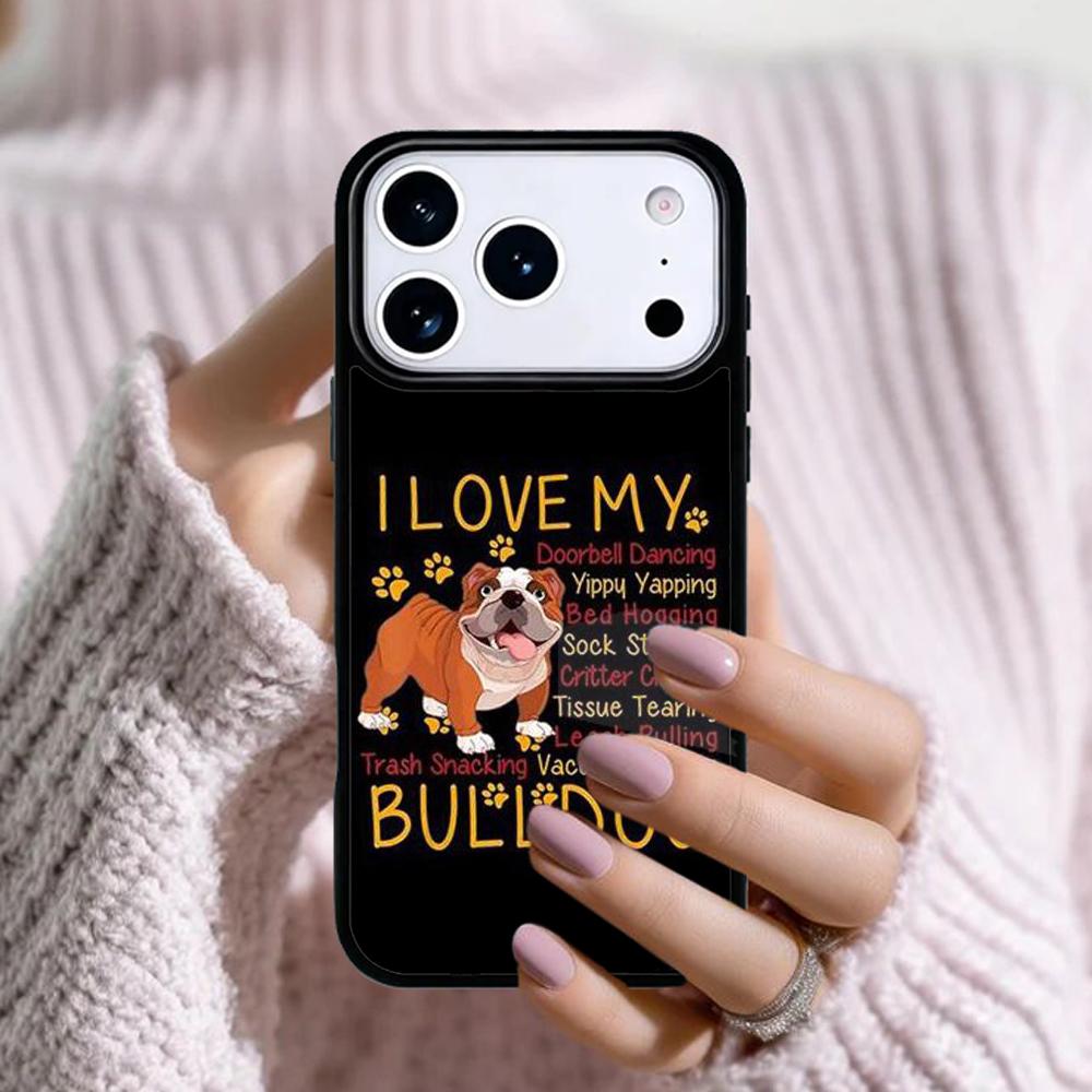 English Bulldog Heartbeat Phone Case For Apple iPhone 17 Air 16E 15 14 Plus 13 12 11 Pro Max Mini Funda Cover