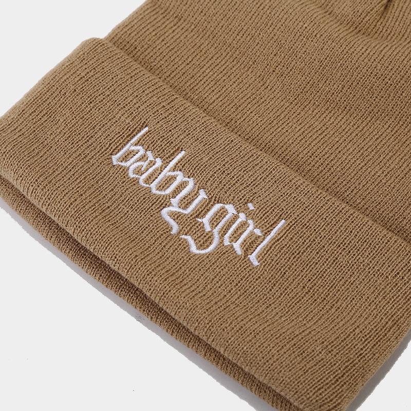New fashion babygirl embroidered letter knitted hat women's tide round machine cold hat autumn and winter street hat