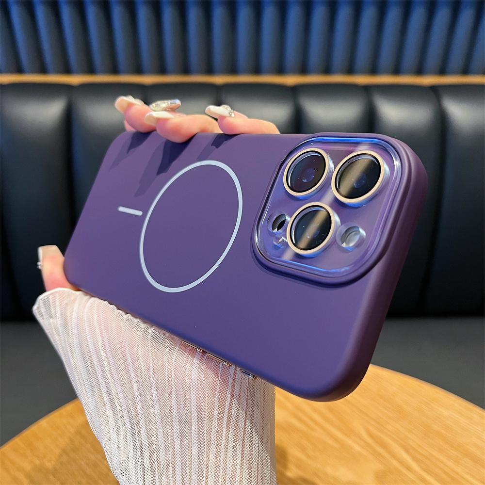 

Fashion Liquid Silicone Magnetic For Magsafe Case For For Iphone 16 15 14 Plus 13 12 11 Pro Max Crystal Lens Cap Shockproof Fundas For iPhone 11