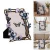 Elegant Emaille Bloemen Vogel Metalen Fotolijst Met Strass Accent Antiek Fotolijstje Voor Tafelblad Planken Decoraties