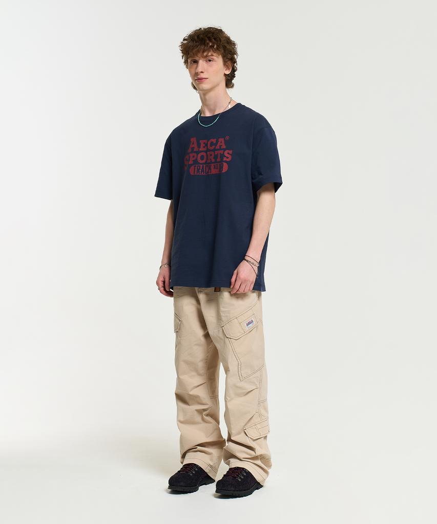 AECA Color Chain Stitch Aeca Sports Half Sleeve Tee-Navy