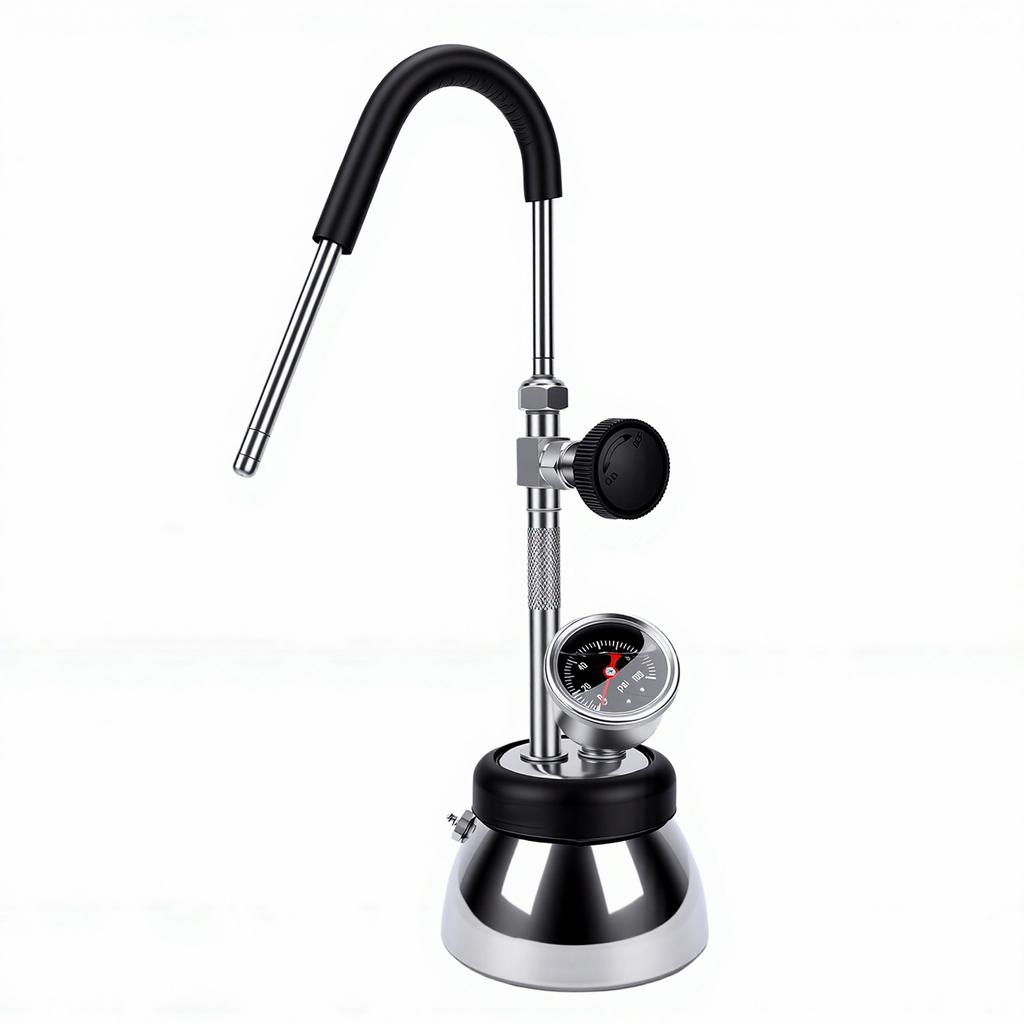 Montalatte a Vapore Acciaio Inossidabile 4 Bar Macchina per Vapore Acqua Bollente Montatura con Ugello a 3 Fori Manometro Pressione Aria per