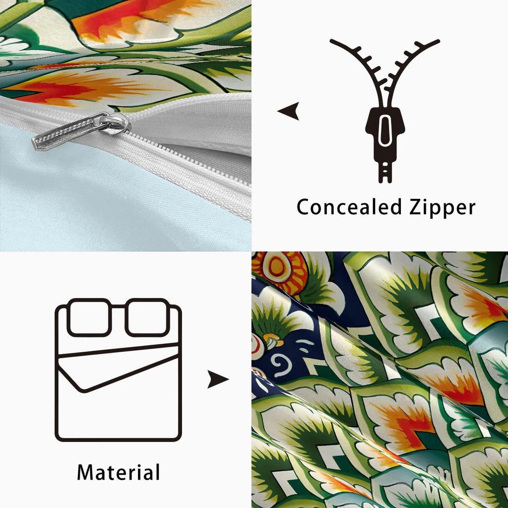 Duvet Cover Set med Keramiskt Kakelmönster - Digitaltryck, 3-delat Sängkläder