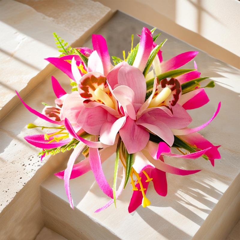 Simulated Orchid Hair Clip Lightweight Bohemian Side Hair Claw for Women Casual Beach Resort Daily Wear Gift
