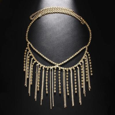Fashion Rhinestone Tassel Mask Metal Chain Face Decoration Halloween Luxury Double-deck Crystal Veil Mask Jewelry Accessories
