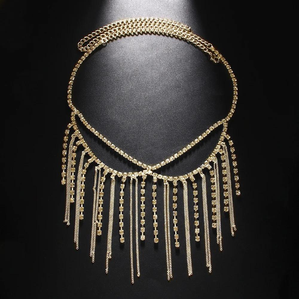 

Fashion Rhinestone Tassel Mask Metal Chain Face Decoration Halloween Luxury Double-deck Crystal Veil Mask Jewelry Accessories золотистый