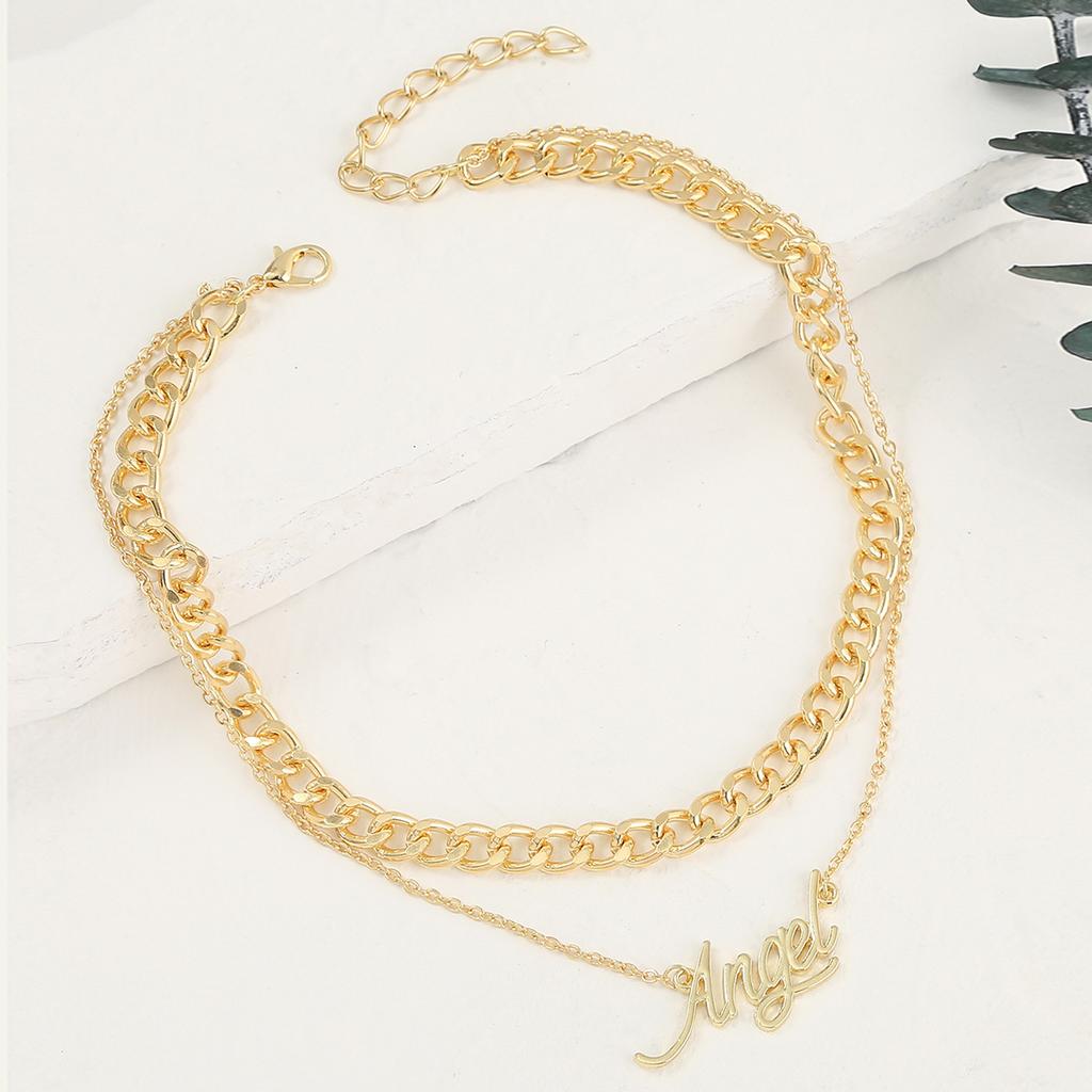 Hip Hop Chain Double Layered Stacking Necklace Light Luxury Niche Design Cold Wind Net Red Hundred Matching Sweater Chain Collarbone Chain Female