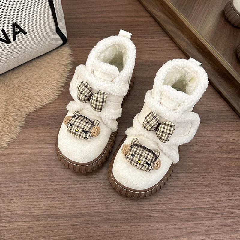 

Women s bow thick bottom winter lightweight warm anti cold padded snow boots non-slip wear casual sneakers cotton boots 40