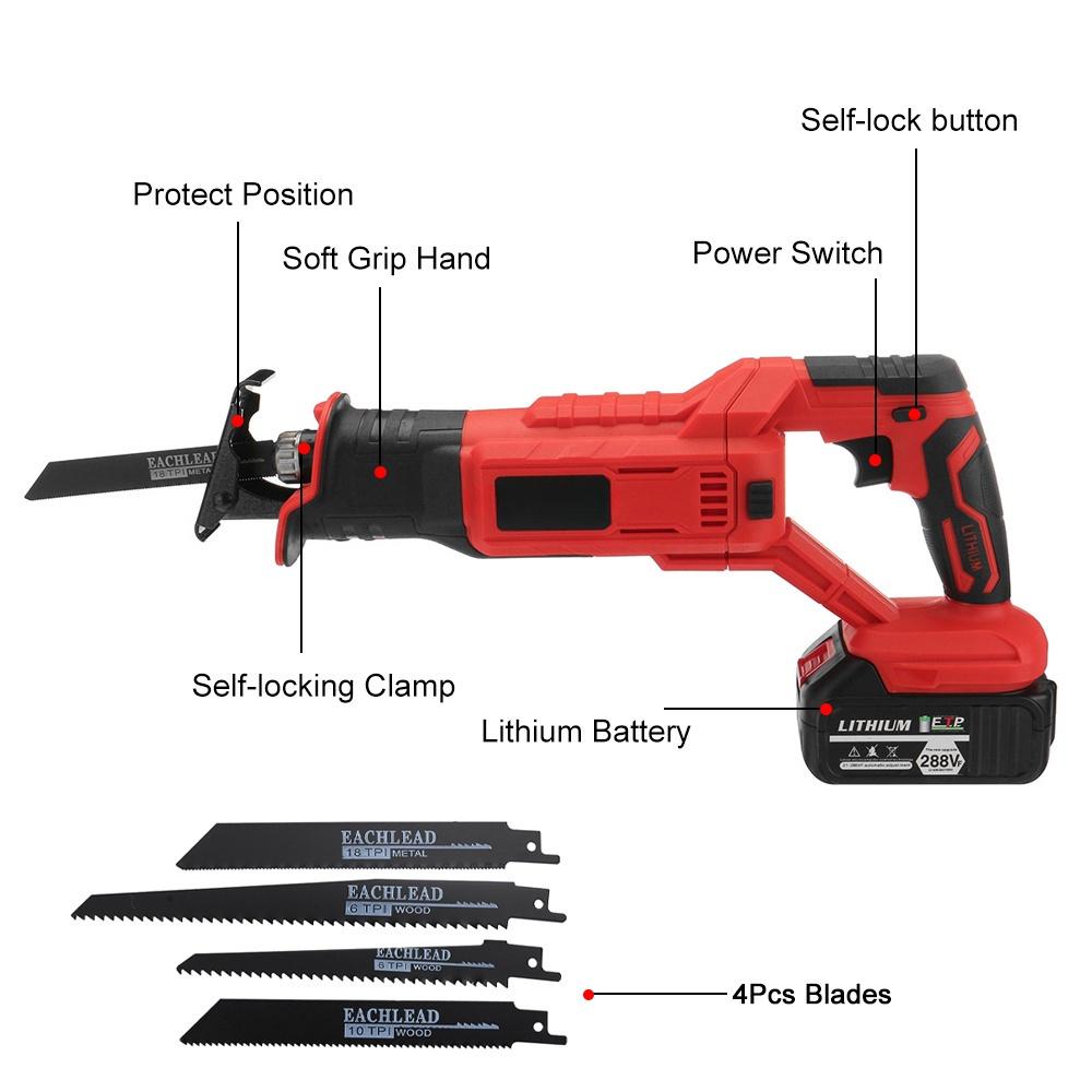 2400W Cordless Electric Reciprocating Saw Brushless Electric Saw Metal Woodworking Tools For 18V Battery