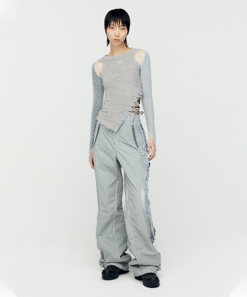 ADSB ANDERSSON BELL Cracked Padded Lace-Up Wide Pants Apa770W(Grey)