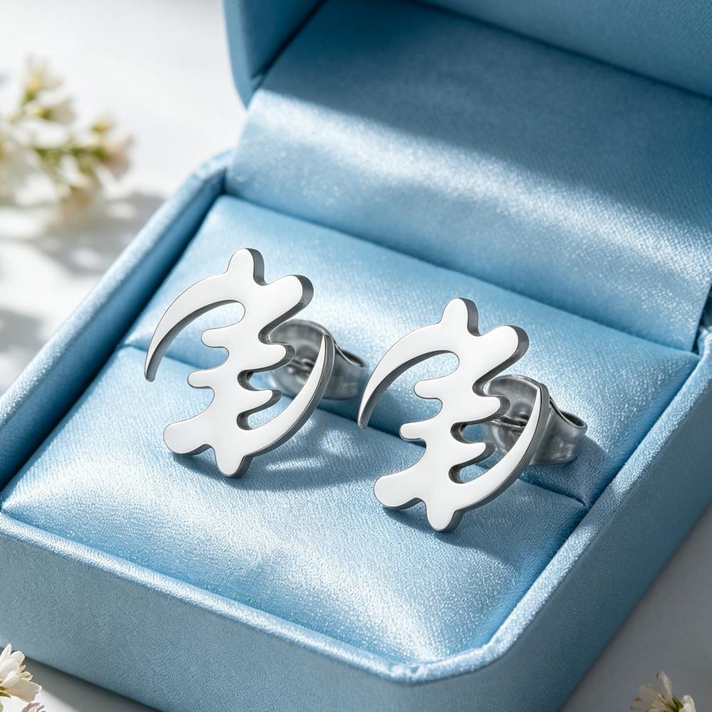 Dawapara Ghana Symbol Adinkra Gye Nyame Earrings African Symbol Minimalism Stud Earrings Stainless Steel Jewelry