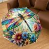1PC Dragonfly Stained GlassAutomatic Open/Close Umbrella with Windproof, 8-Rib Sturdy Canopy, Durable Ribs, Fashionable Design, Outdoor Accessory, Fun