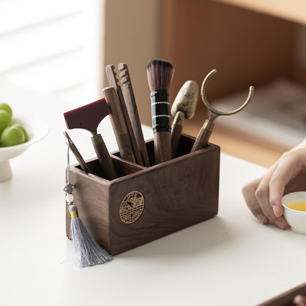 Walnut Wood Tea Ceremony Set: Kung Fu Tea Accessories - Tea Knife, Tea Tongs & Brewing Tools.