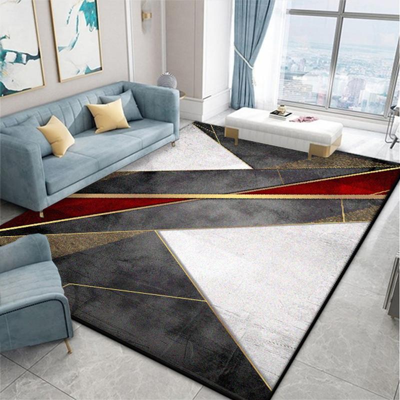 Nordic Geometric Living Room Carpet Modern Decoration Bedroom Bedside Fluffy Plush Rug Cloakroom Bathroom Non-slip Soft Door Mat