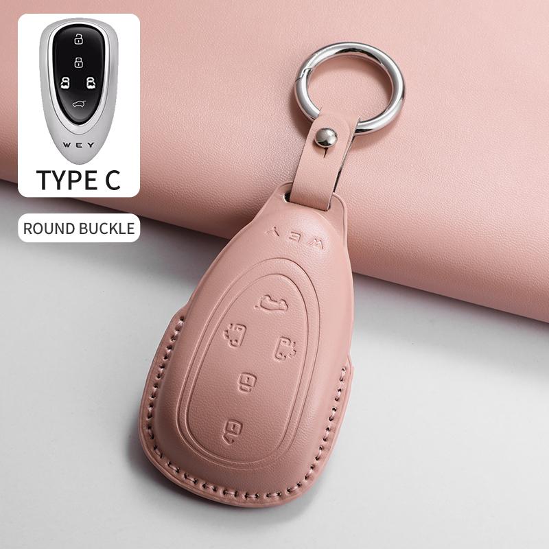 PU Leather Car Smart Remote Key Cover Case For WEY Blue Mountain Highland Mocha Latte DHT-PHEV Key Protecter Shell Accessories