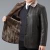 Winter Fur All-in-one Leather Jacket for Middle-aged and Elderly People Genuine Leather Sheepskin Men's Velvet Thickened Leather Jacket Coat Top