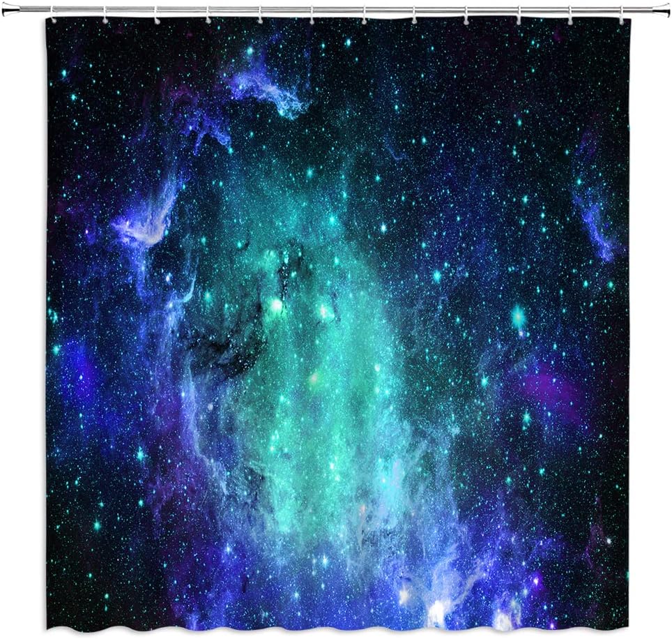 

Galaxy Shower Curtain Blue Purple Nebula Starry Fantasy Colorful Outer Space Stars Planet Universe Celestial Astronomy Bathroom W60H190(CM)-1 Pcs