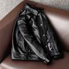New Genuine Cowhide Leather Jacket for Men Big Size Denim Coat Fashion Casual Lapel Coat