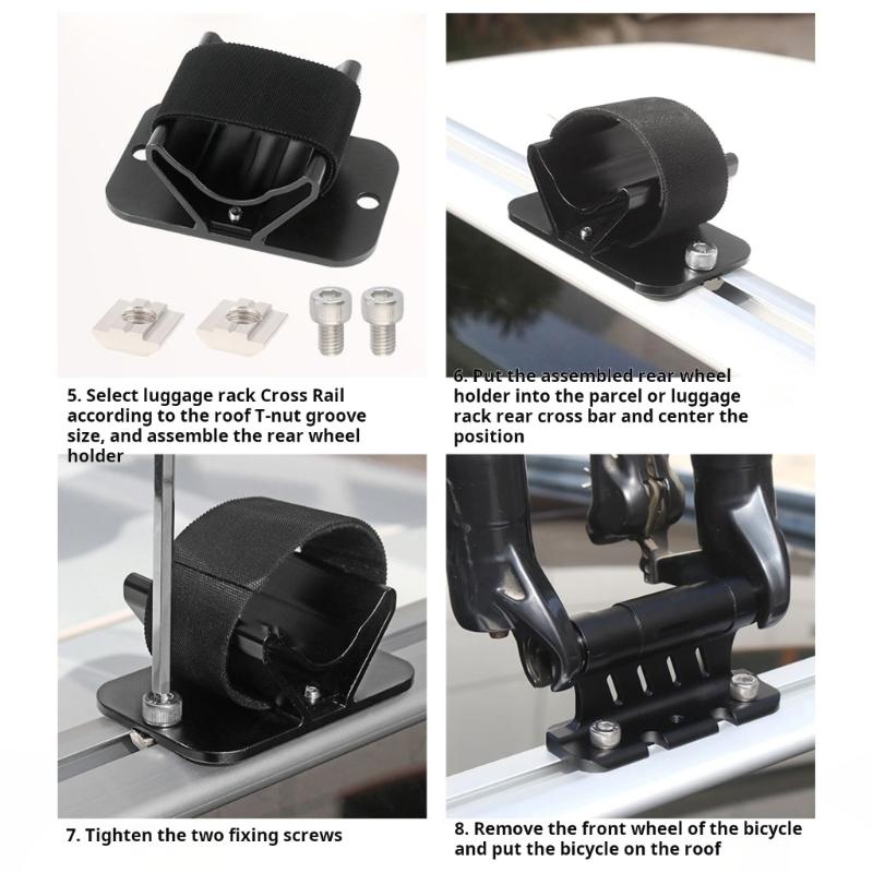 Lightweight Aluminum Bike Holder Tool Free Installation Bike Rack for Front Fork & Rear Wheel Fits Most Bike Types