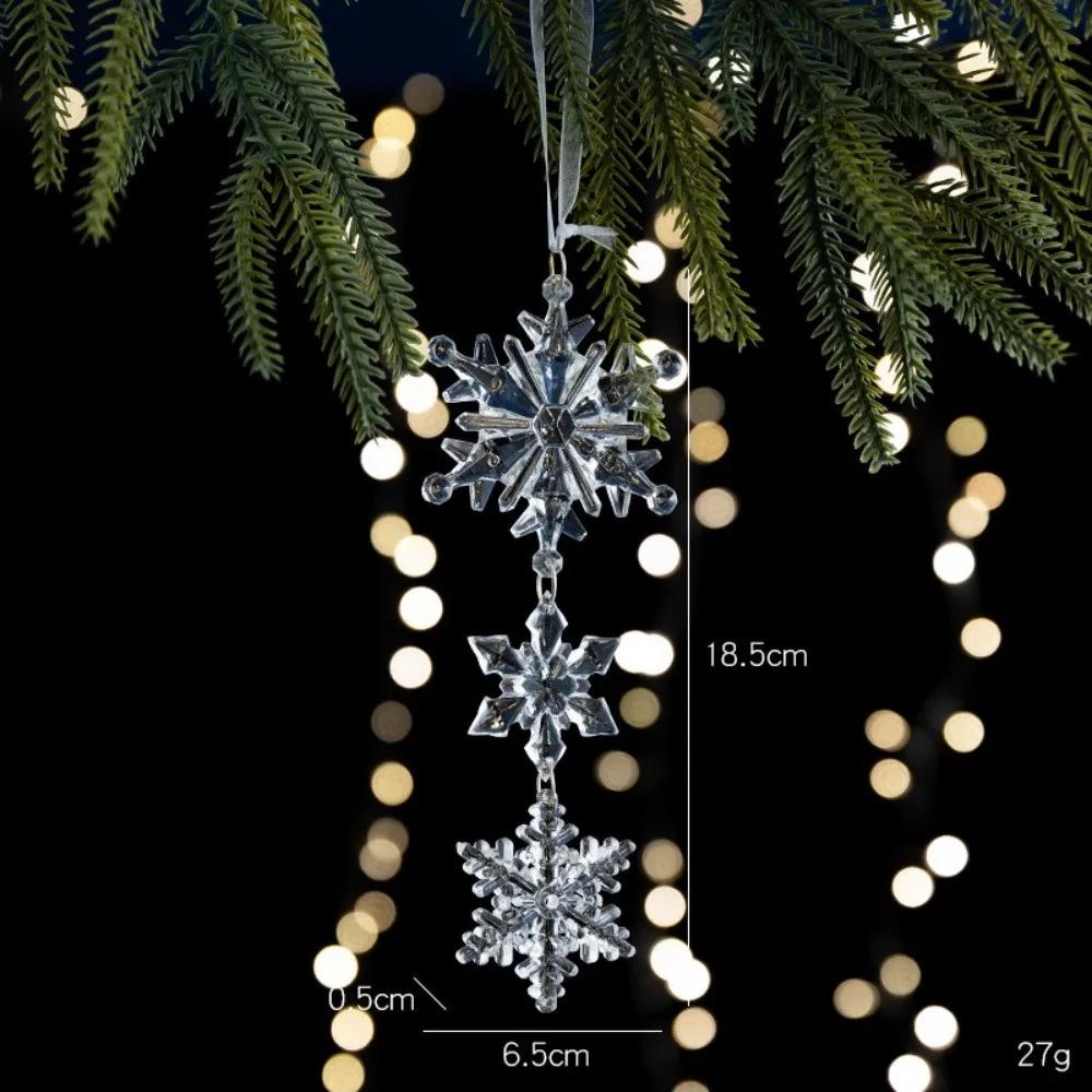 Transparent Christmas Tree Decoration Snowflake DIY Five-pointed Stars Christmas Acrylic Snowflake Ornament