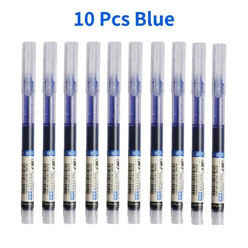 10pcs/set High Quality Needle Type Gel Pens Straight Liquid Ballpoint Pen Kawaii Stationery School Office Accessories 3 colors