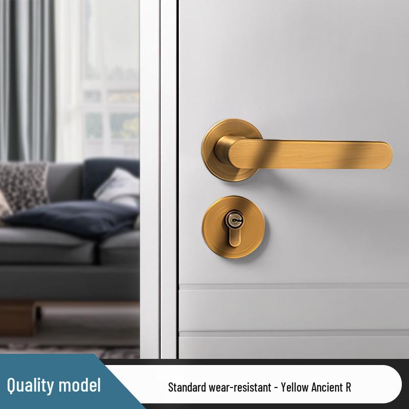 Universal Magnetic Black Bedroom Door Handle Lock - Silent, Solid Wood Design