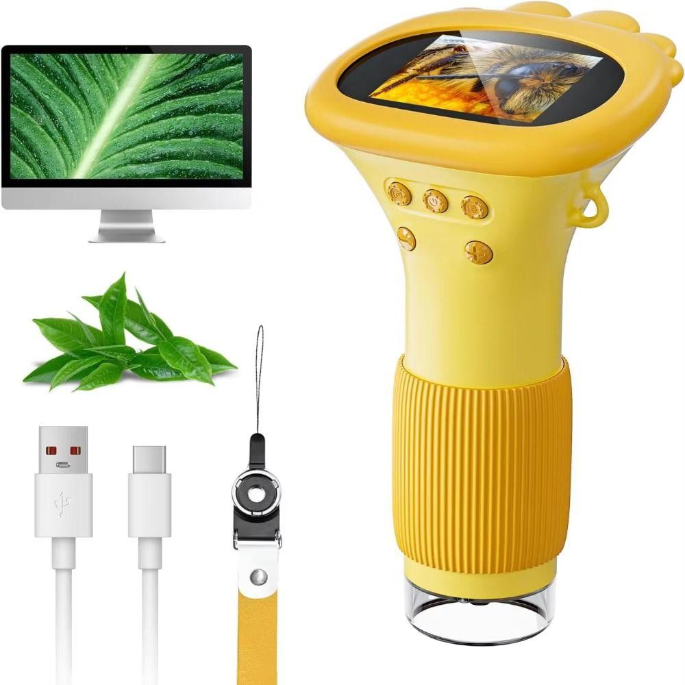 Portable Handheld Digital Microscope 2 Inch IPS Screen Mini Portable Microscope  Science Experiment