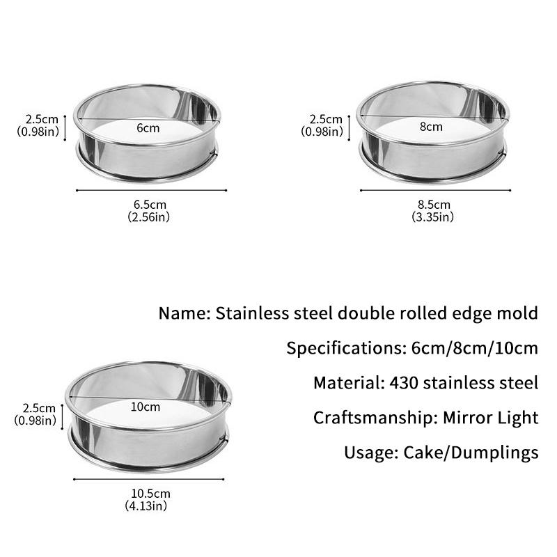 Muffin Tart Rings Double Rolled Tart Ring Stainless Steel Muffin Rings Metal Round Ring Mold For Food Making Bakeware