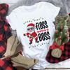Women's Crew Neck Short Sleeve Graphic Print Christmas T-Shirts Loose Fit Casual Tees