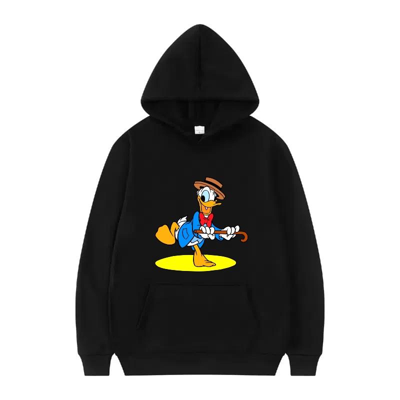 Disney Donald Duck Muster Damen Fleece Sportlich Locker Grau Herbst Oberteile Kleidung Pullover Damen Günstig Y2k Hoodies Herren Sweatshirts