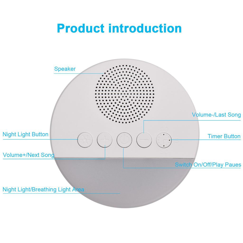 Music Light Media Player Built-in 20 Soothing Sounds Night Light & Intelligent Timing for Sleep Relaxation