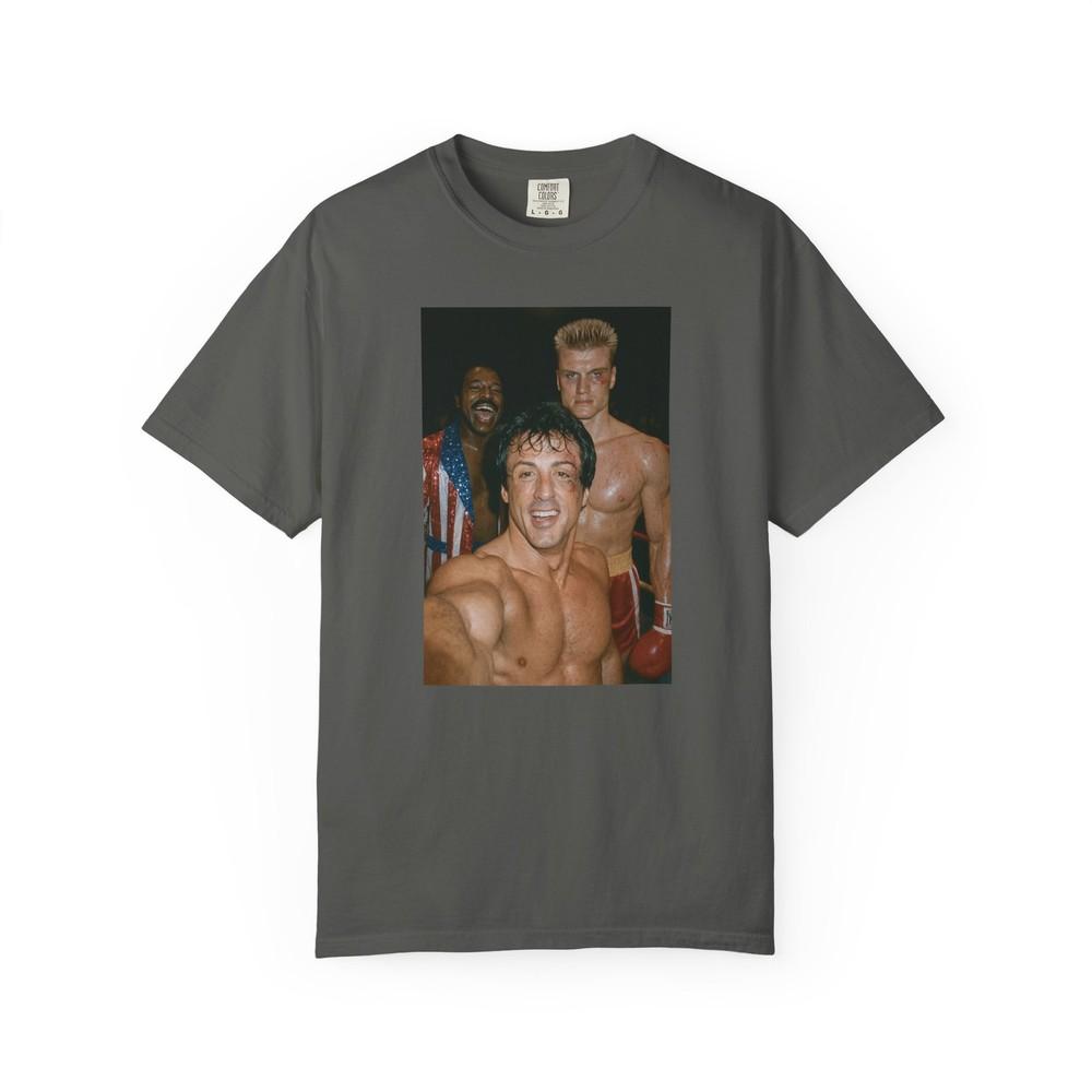

Rocky TShirt Balboa Creed Drago Selfie Graphic 80s Boxing Movie Tee S4XL Unisex T-Shirt L