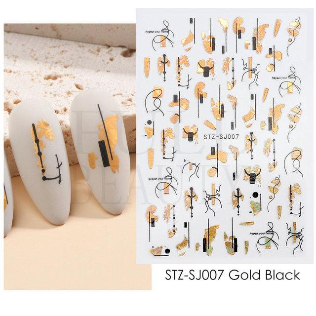 

Абстрактна лінія DIY Наклейки для нігтів для жінок Дівчата Прикраси для нігтів Рожеве золото Весна 3D слайдери для манікюру Наклейки лаку для нігтів