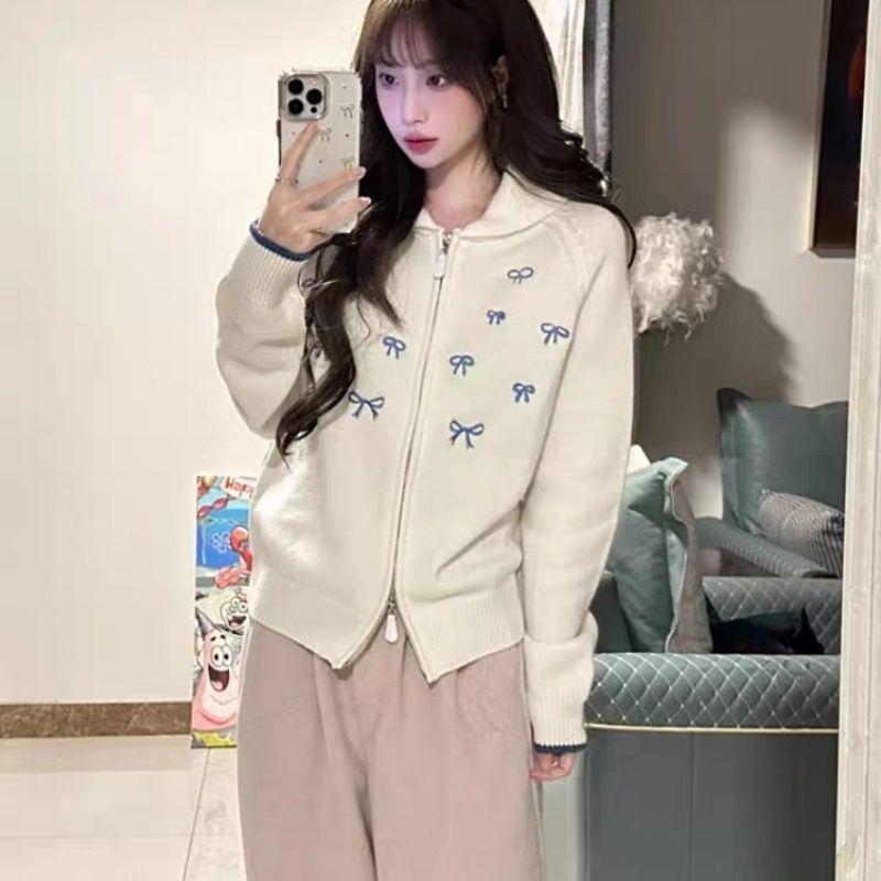 

Маленький ретро милый вязаный кардиган топ для женщин - весенне-осеннее пальто-свитер на молнии с прямым плечом One Size абрикосовый