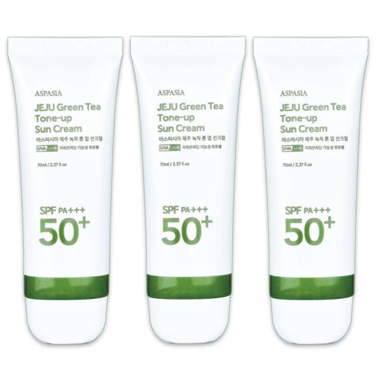 ASPASIA Jeju Green Tea Tone-Up Sun Cream SPF50+ PA+++ 70ml  (3 Options)