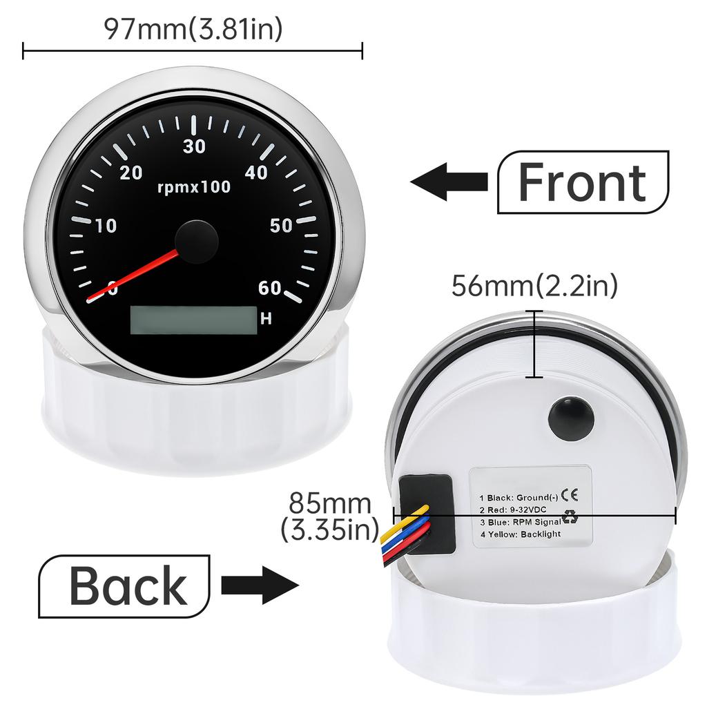 12V/24V 85MM Tachometer-lehre 3000 4000 6000 7000 8000 RPM Tach Stunde Meter LCD Display Für motorrad Hub Motor Auto Boot