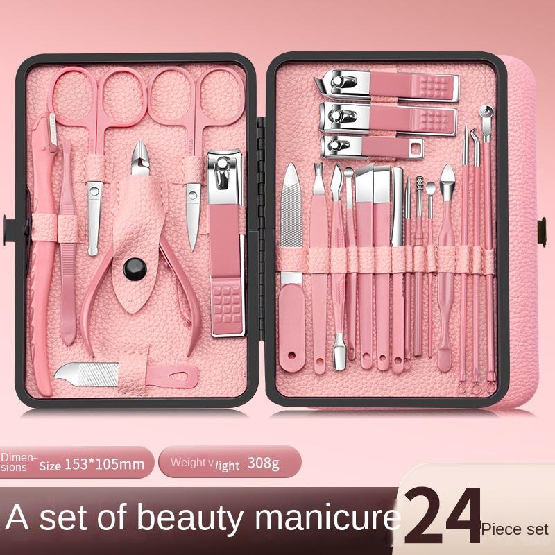24 Piece Stainless Steel Luxury Nail Clipper Set with Dead Skin Pliers, Complete Set of Nail Tools, Durable Beauty Care Tools