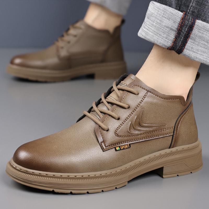 Fashion Winter Leather Velvet Warm Men's Snow Boots Fashion Soft Sole Casual Men Platform Shoes Designer Non-slip Leather Boots for Men