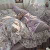 3/4Pcs Korean Princess Style Floral Ruffles Bedding Set Skin-friendly Soft Duvet Cover Set Bed Sheet Or Bed Skirt Pillowcases