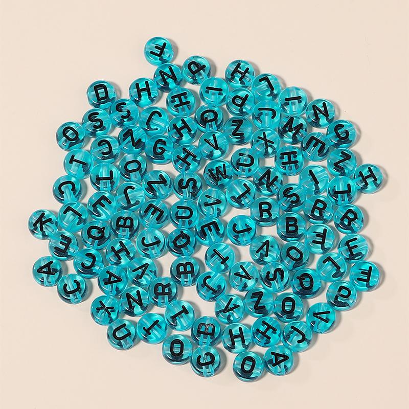 100Pcs Acrylic Letter Beads For Jewelry Making Clear Alphabet 7mm Flat Round Spacer Bead Diy Bracelets Necklace Accessories