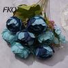 Home Decor Silk Flowers 7 Heads Artificial Peony Flowers, Vintage Fake Flower Arrangements Wedding Blue Bouquet Bouquets Decorations, Floral
