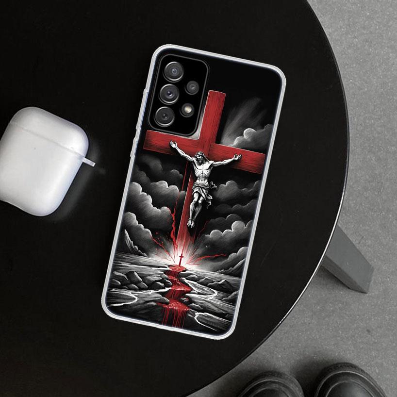 Christian Cross Design Phone Case Cover for Samsung Galaxy A12 A22 A32 A52 A72 A02S A51 A50S A31 A20S A10S Note 20 Ultra 10 Plus