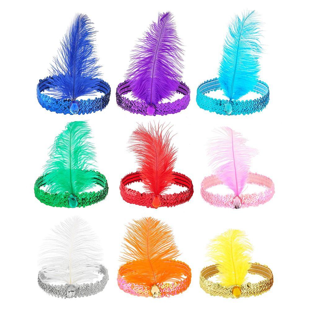 1920s Feather Headpiece Vintage Gatsby Headpiece Sequins Headbands  Halloween Costume Accessory