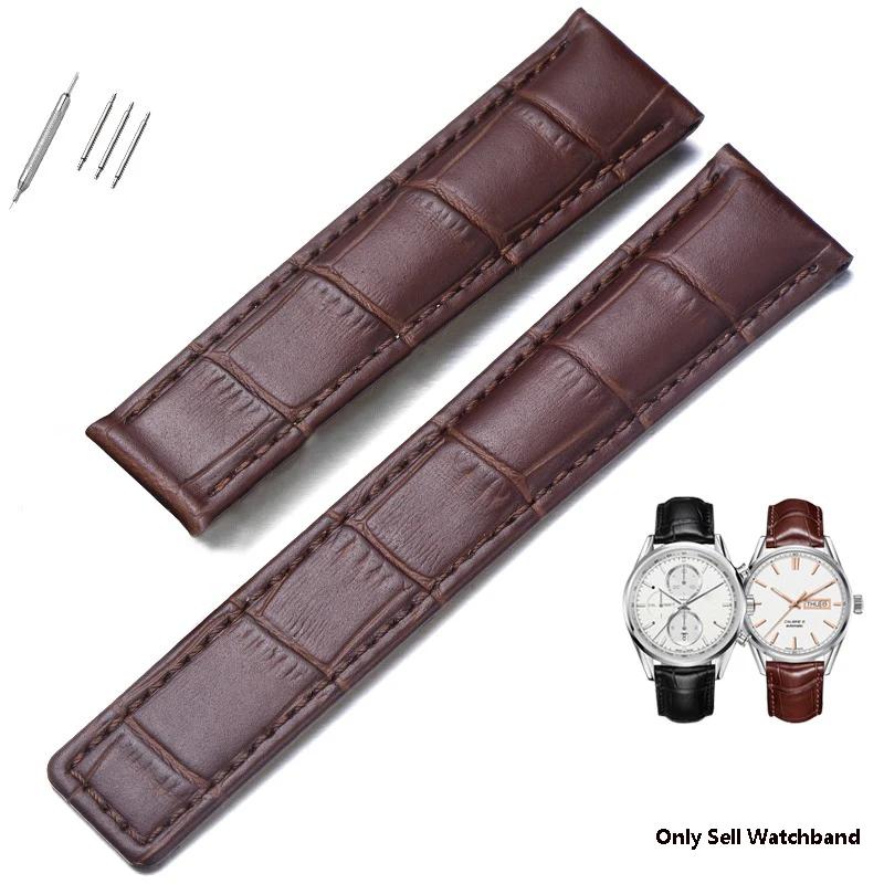 

19mm 20mm 22mm Genuine Leather Strap for Tag Heuer Watch Carrera Monaco Watch Belt Black Brown Bracelet Wristwatch Watchband 20mm