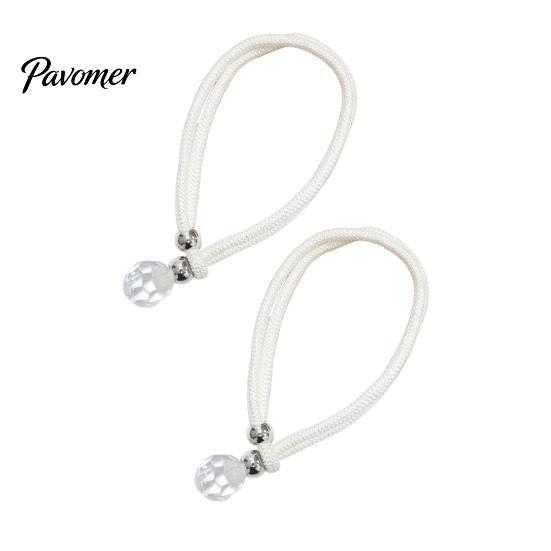 Tool-free Curtain Clips 2Pcs Tiebacks Rope with Crystal Decor, Decorative Tie No Drill Buckle Back, Holdbacks Ropes for Home Office Living Room