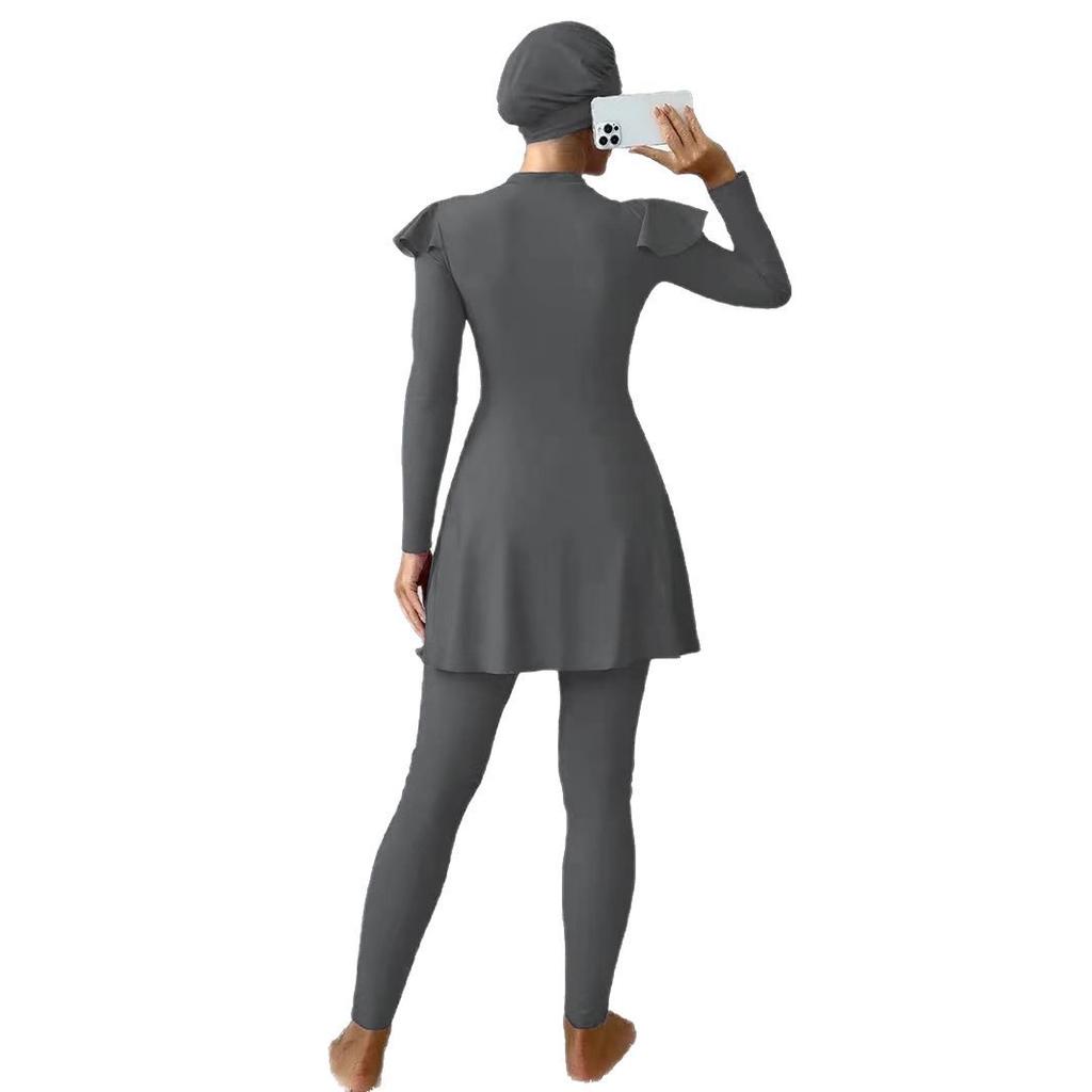 Muslim Women’s Modest Swimwear Set, Long Sleeve Swim Dress with Pants