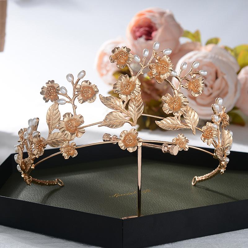 Bridal jewelry Baroque bridal crown retro headdress pearl hairpin wedding dress accessories