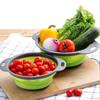 Siliconen Opvouwbare Vergiet Groente Fruit Wassen Afdruipmand Ronde Afdruipbak Opvouwbare Voedselzeef Handvat