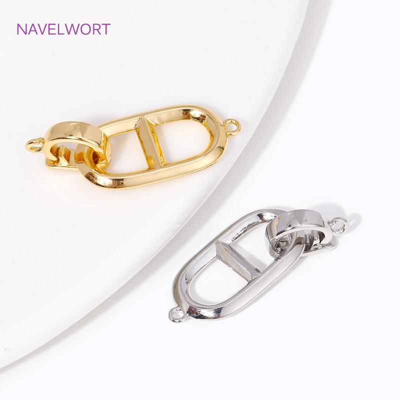 18K Gold Plated Oval Pearl Clasp For Bracelets,Brass Connector Fastener For Jewelry Making Supplies,DIY Jewelry Accessories