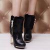 Bling High Heels Rabbit Fur Boots Women Plush Warm Platform Shoes Elegant Crystal Lady Wedding Party High-heeled Shoes Drf78